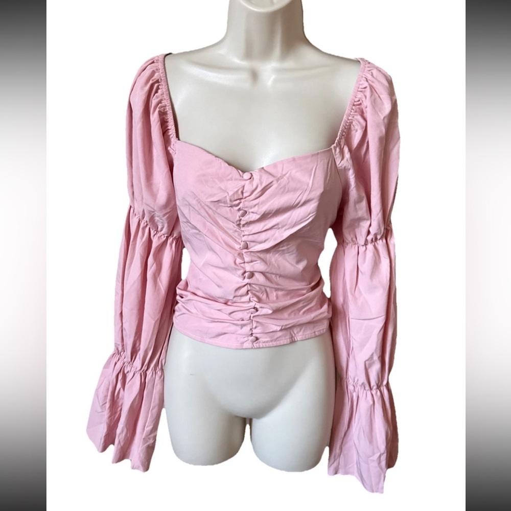 Blush Pink Ruched Blouse Size Large